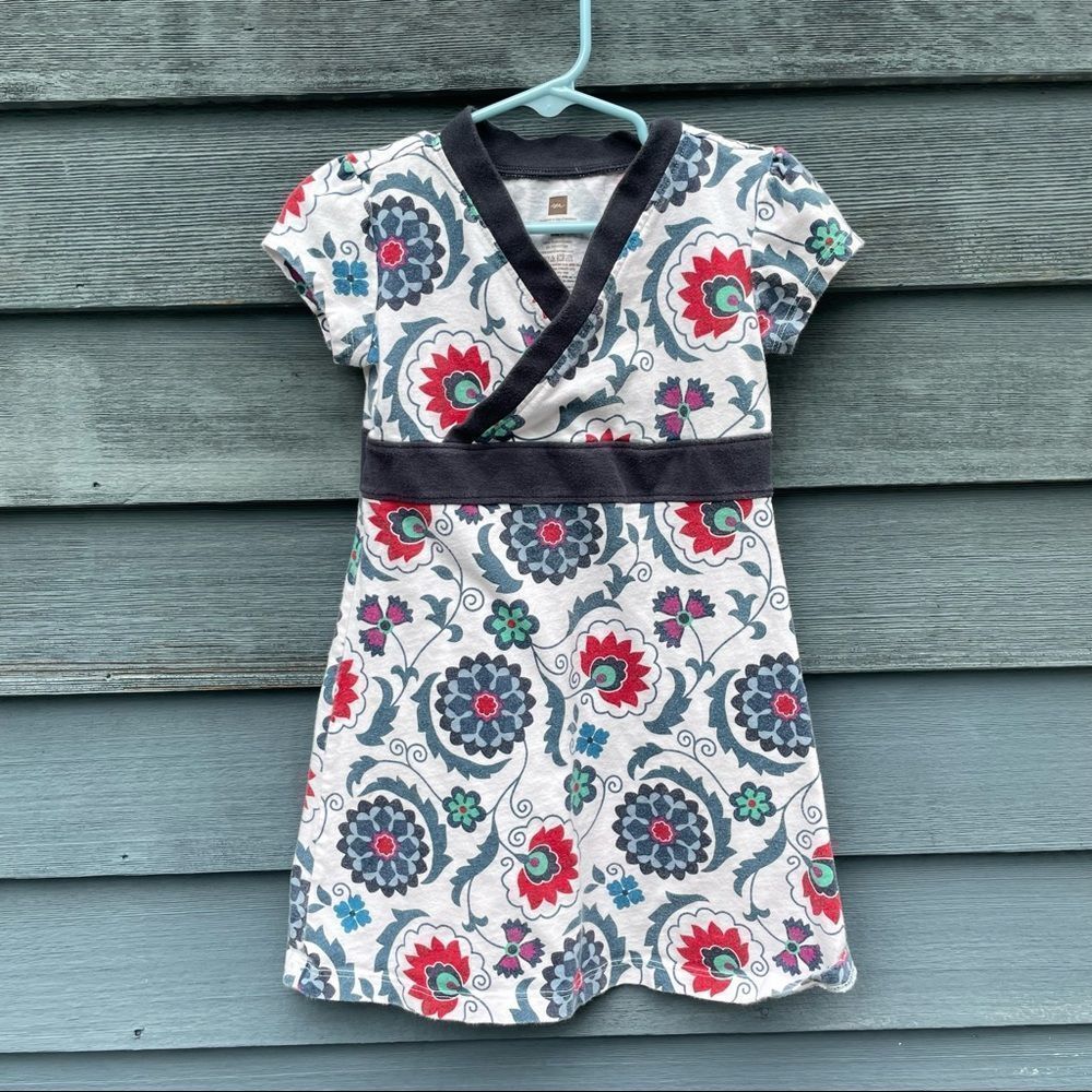 Tea navy blue floral girls toddler dress size 4